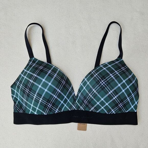 PINK Victoria's Secret Green Plaid Wear Everywhere Wireless Push Up Bra - Picture 2 of 16